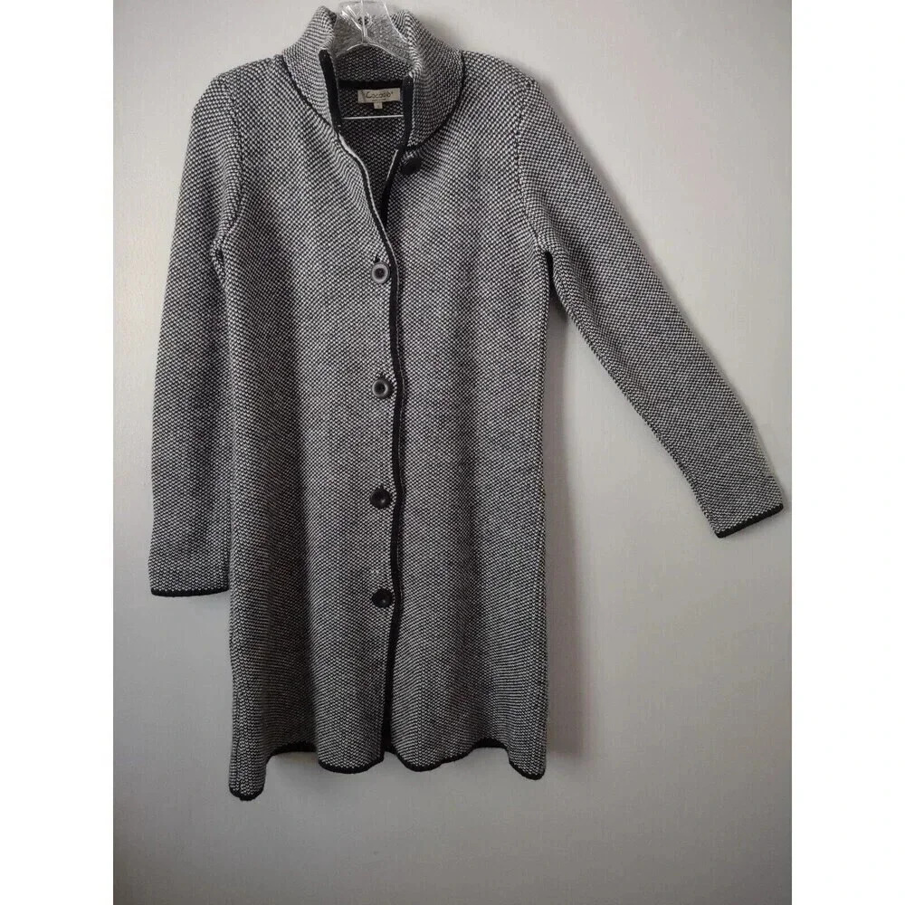 Cocogio Sz Small Wool Blend Long Sweater Jacket Cardigan Chunky Knit Warm Thick